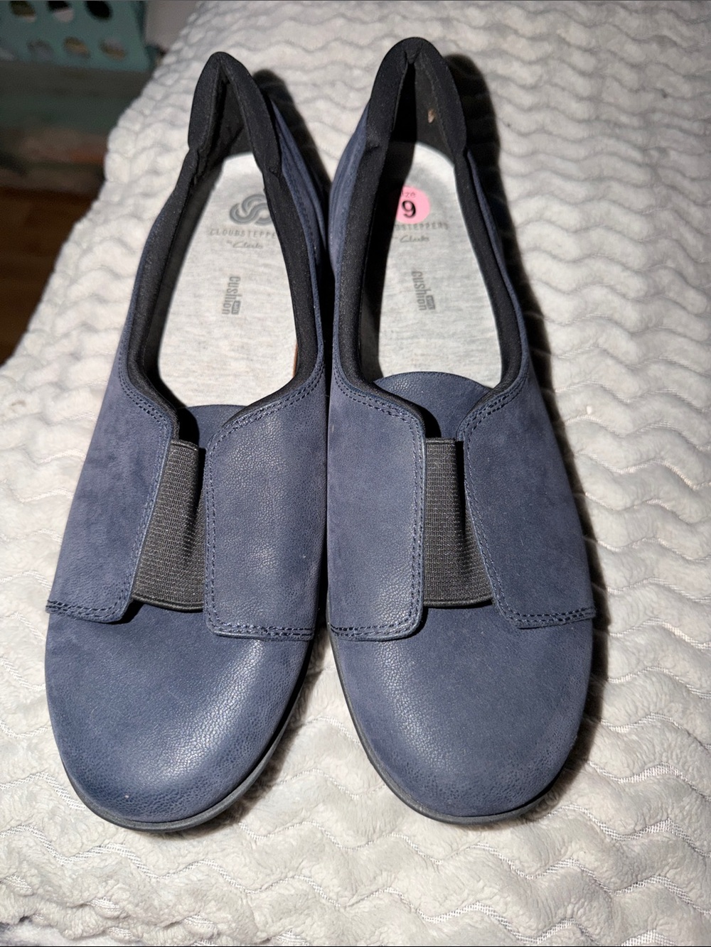 Clarks Navy Blue Slip-On Cloudstepper Loafers